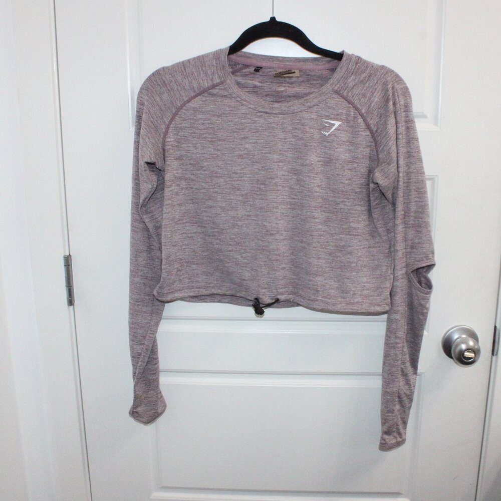 3/$30 Gymshark drawstring Long Sleeve crop top‎ Size Small Purple